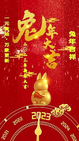 2023兔年元旦新年金色粒子竖版视频海报视频的预览图