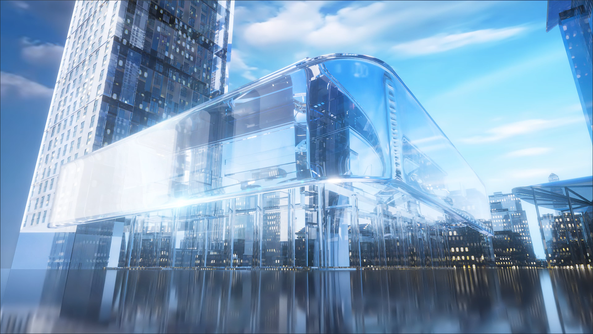 三维房地产建筑科技城市光线粒子穿梭动画视频的预览图