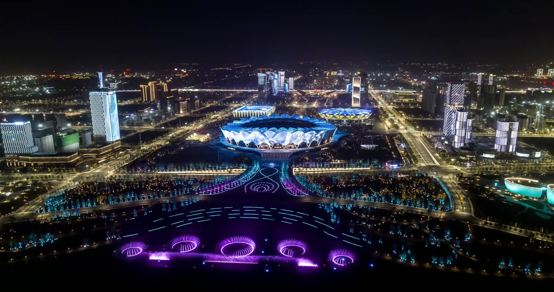 西安全运会奥体中心实拍高清夜景视频的预览图