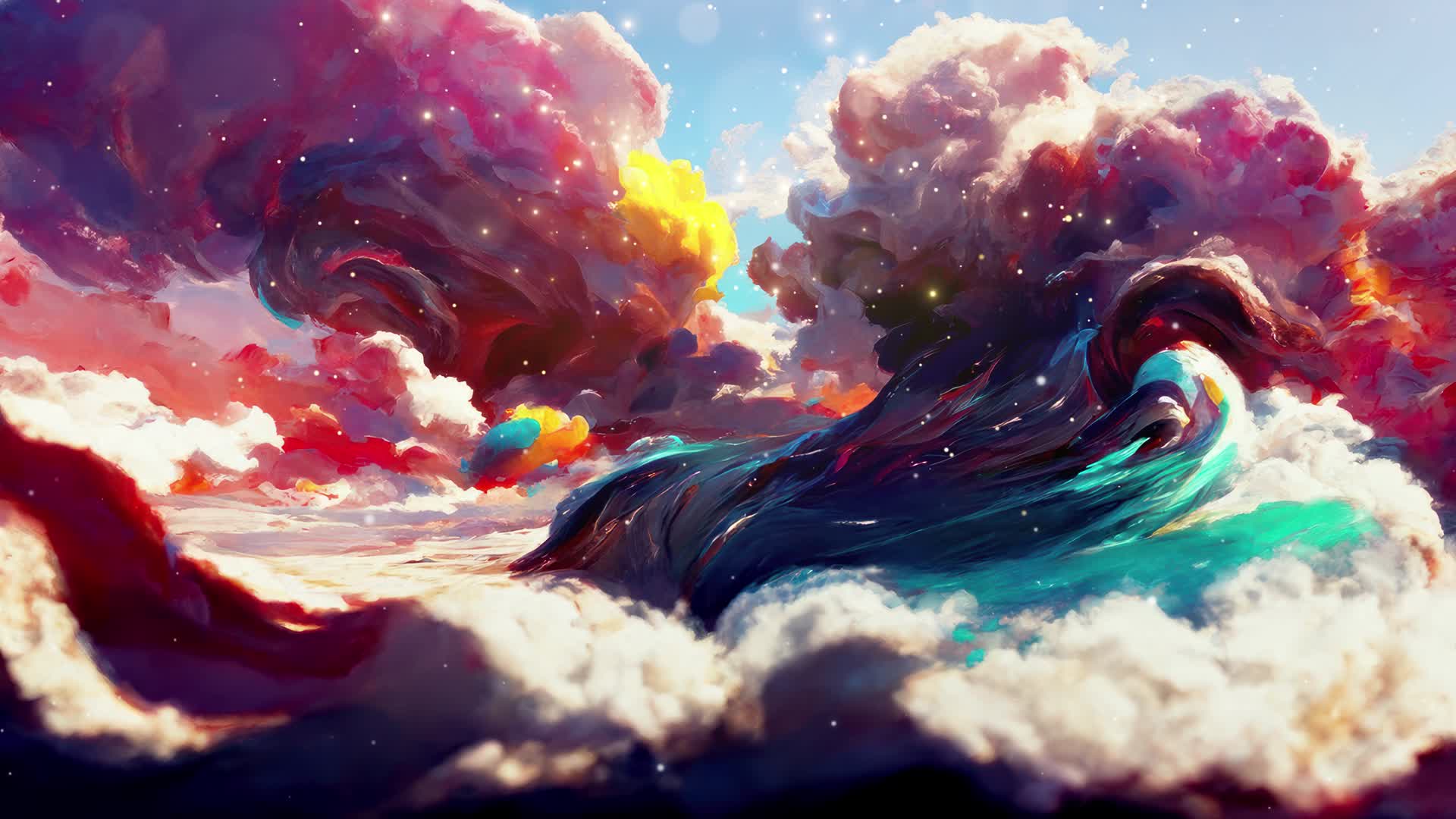 4K云朵彩色抽象扭曲云海舞台背景动态背景视频的预览图