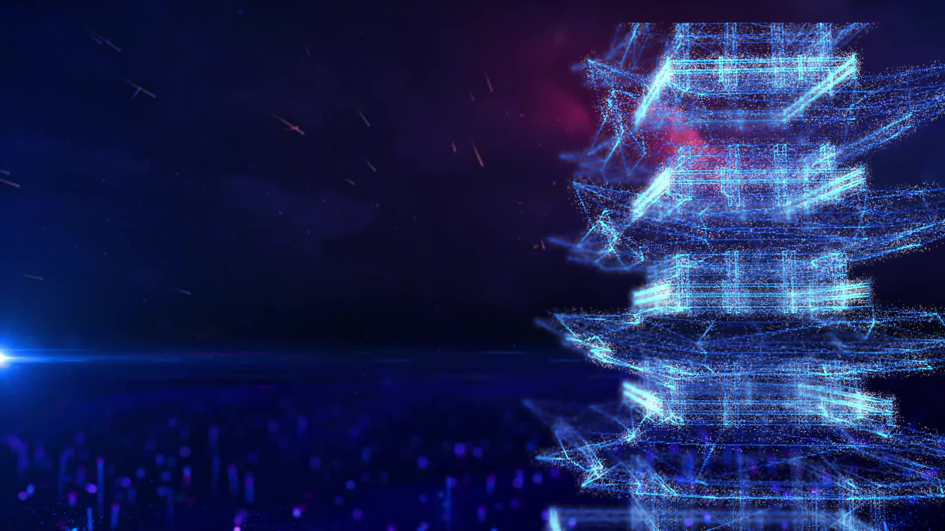 蓝紫色鼓楼背景视频视频的预览图