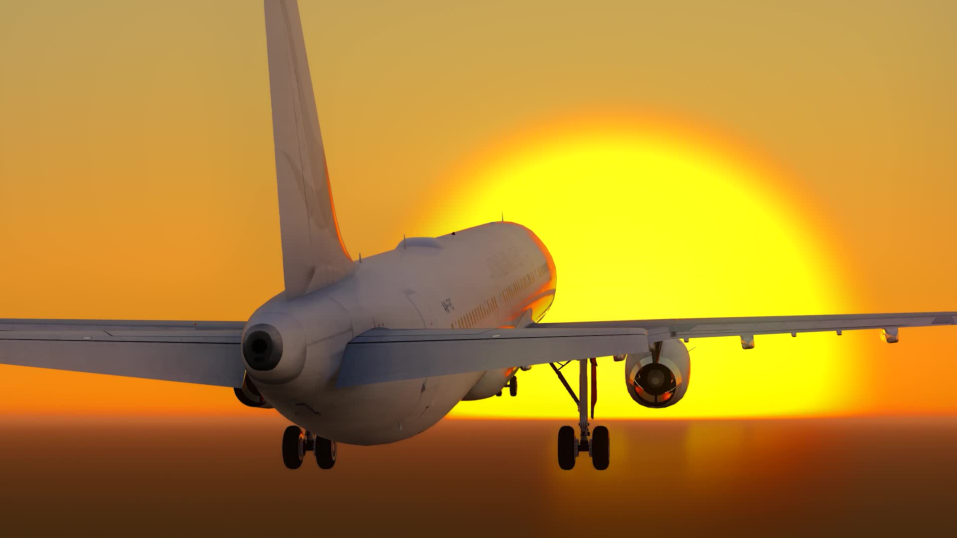 夕阳下起飞的民航飞机视频的预览图