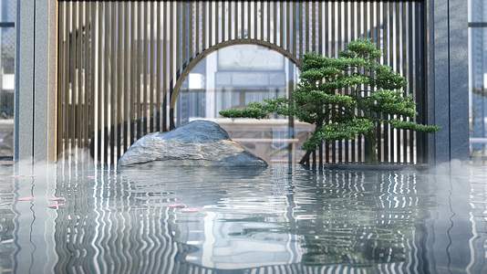 中式意境小景中式院子中式地产三维中式小景意境水景视频的预览图