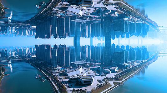 5k房地产天空之城镜像城市未来之城科幻城市视频的预览图