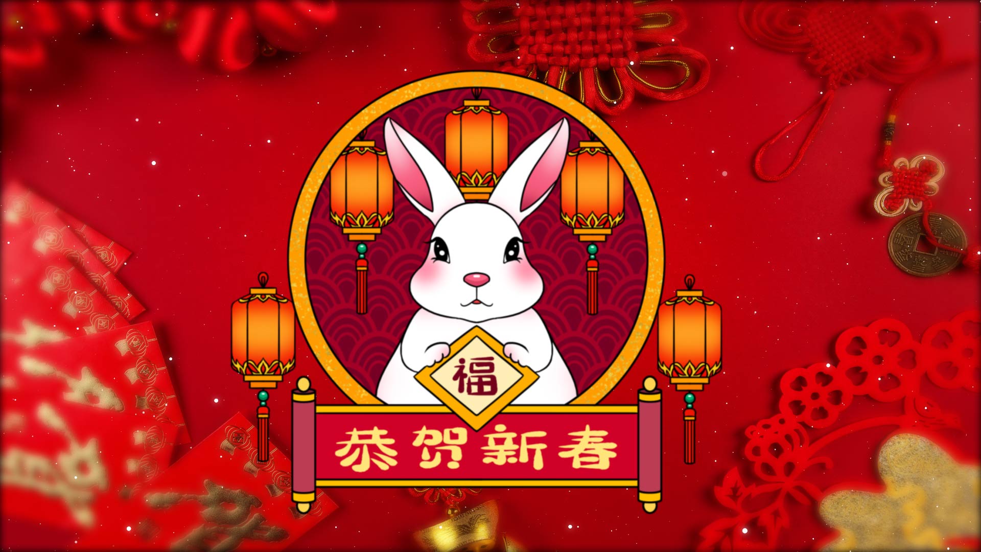2023兔年中国风图片汇聚AE模板视频的预览图
