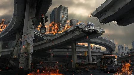 舞台背景末日城市废墟视频的预览图