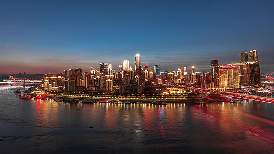 重庆渝中半岛全景日落夜景延时视频的预览图