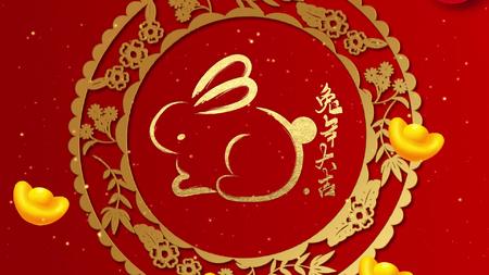 2023兔年大吉春节祝福图文AE模板视频的预览图