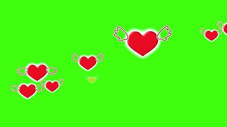 红心横向飞翔爱情爱心红色心元素红心飘逸浪漫婚庆喜庆节日绿幕背景可去掉视频的预览图