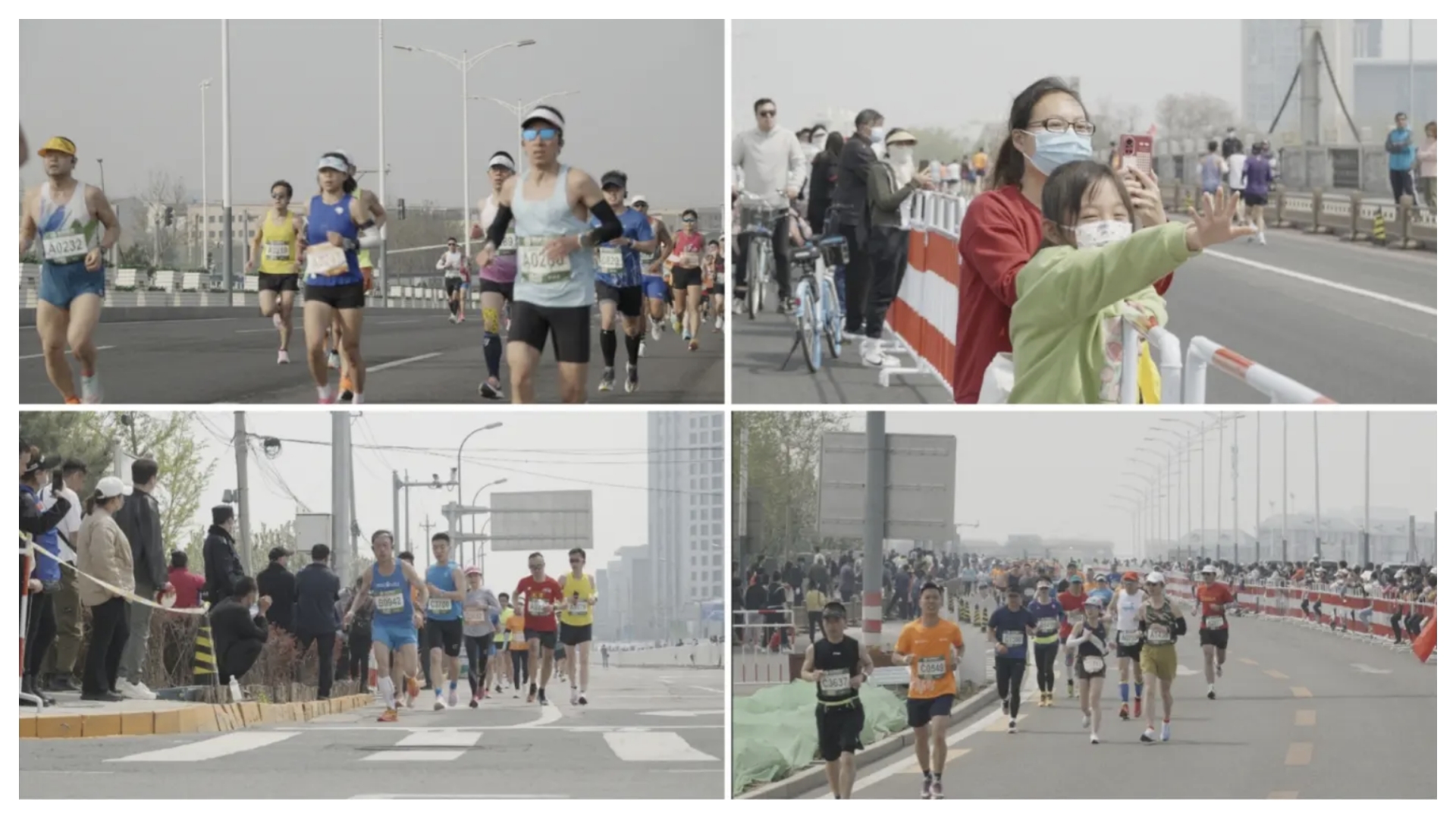 马拉松赛事人山人海观众加油4k升格视频的预览图