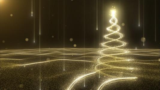 金色粒子圣诞树视频AE工程视频的预览图
