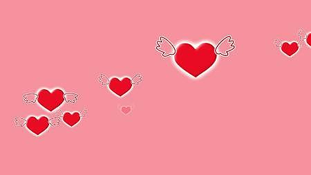红心发光横向飞翔爱情爱心红色心元素红心飘逸浪漫婚庆喜庆节日粉色背景视频的预览图
