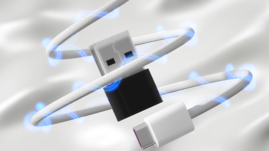 USB转接头手机数据线充电C4D三维产品动画视频的预览图