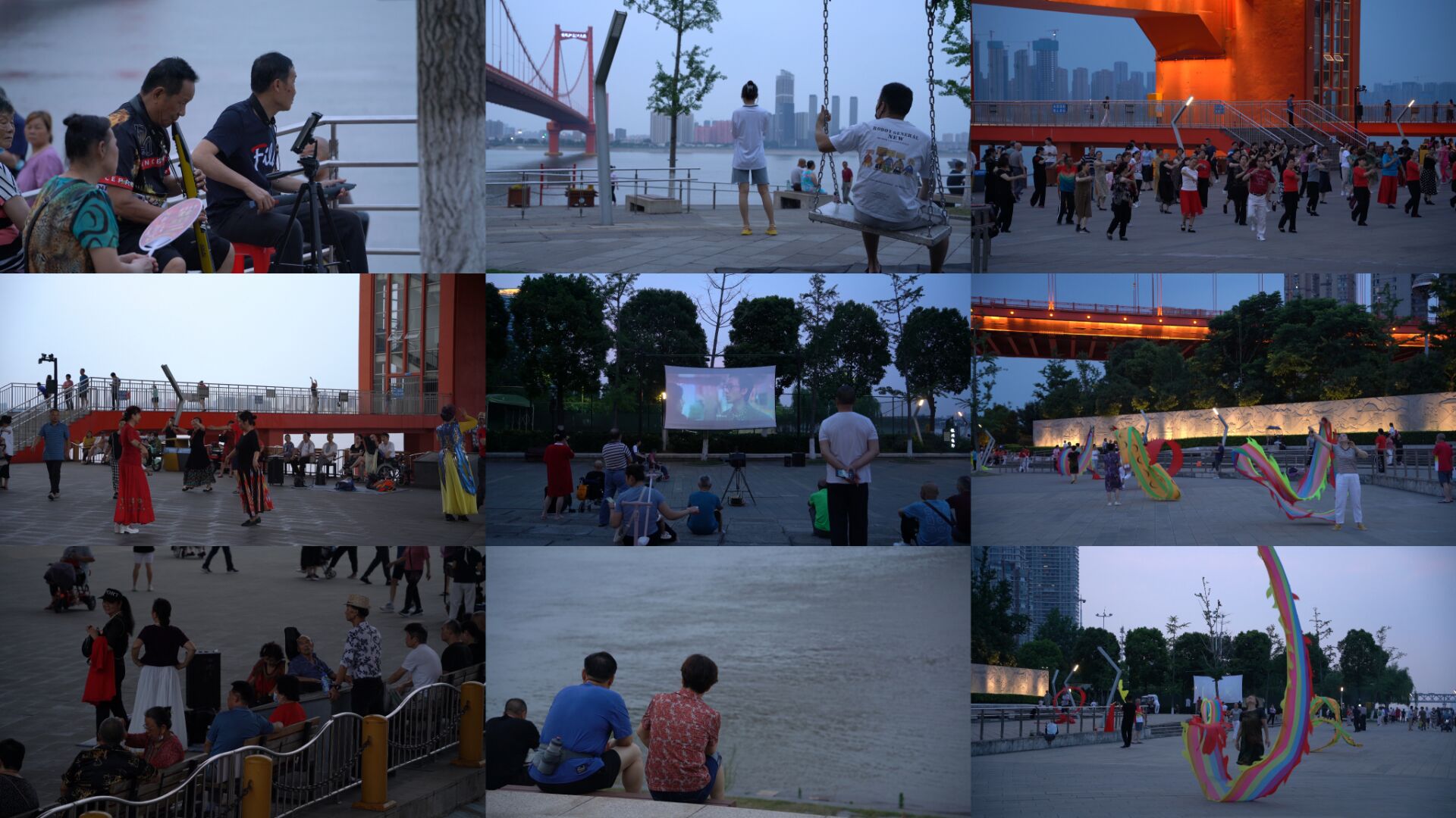 武汉夏天城市公园下班居民休闲生活视频的预览图