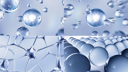 蓝色精华球修复皮肤细胞化妆品精华球分子视频的预览图