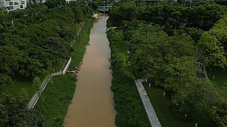 河流河边情侣散步视频的预览图