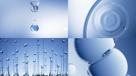 蓝色水分子精华球细胞水滴化妆品透明萃取视频的预览图