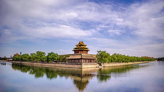 8k延时北京首都紫禁城护城河素材视频的预览图