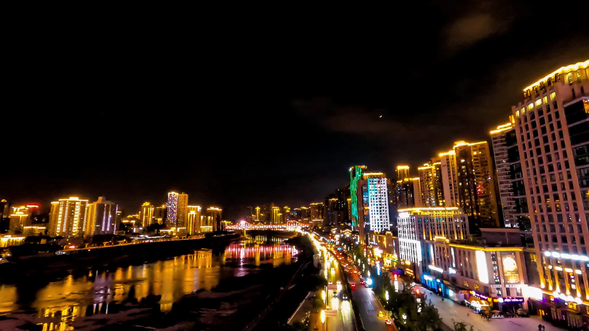 4K重庆嘉陵江夜景车流延时素材视频的预览图