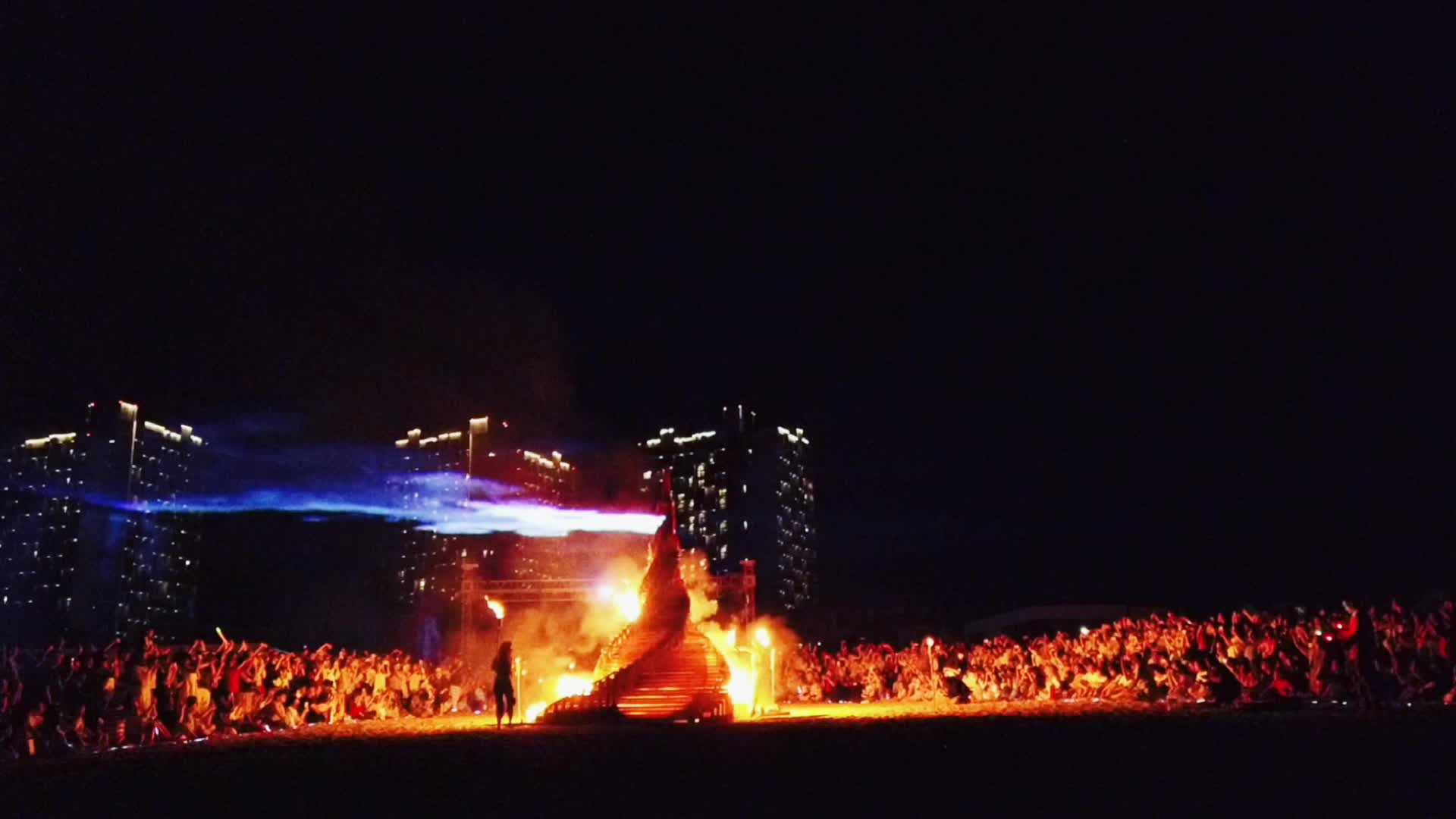 沙滩篝火晚会视频的预览图