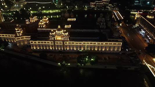 航拍福建福州中洲岛夜景灯光视频的预览图