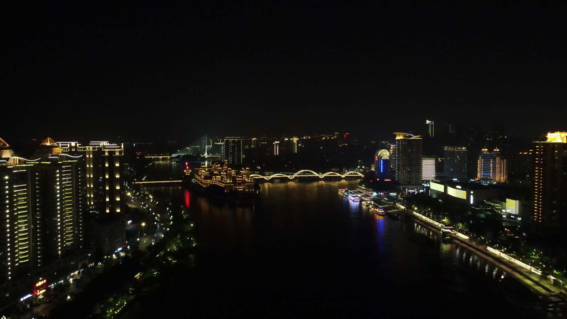 4K航拍福建福州闽江城市夜景视频的预览图