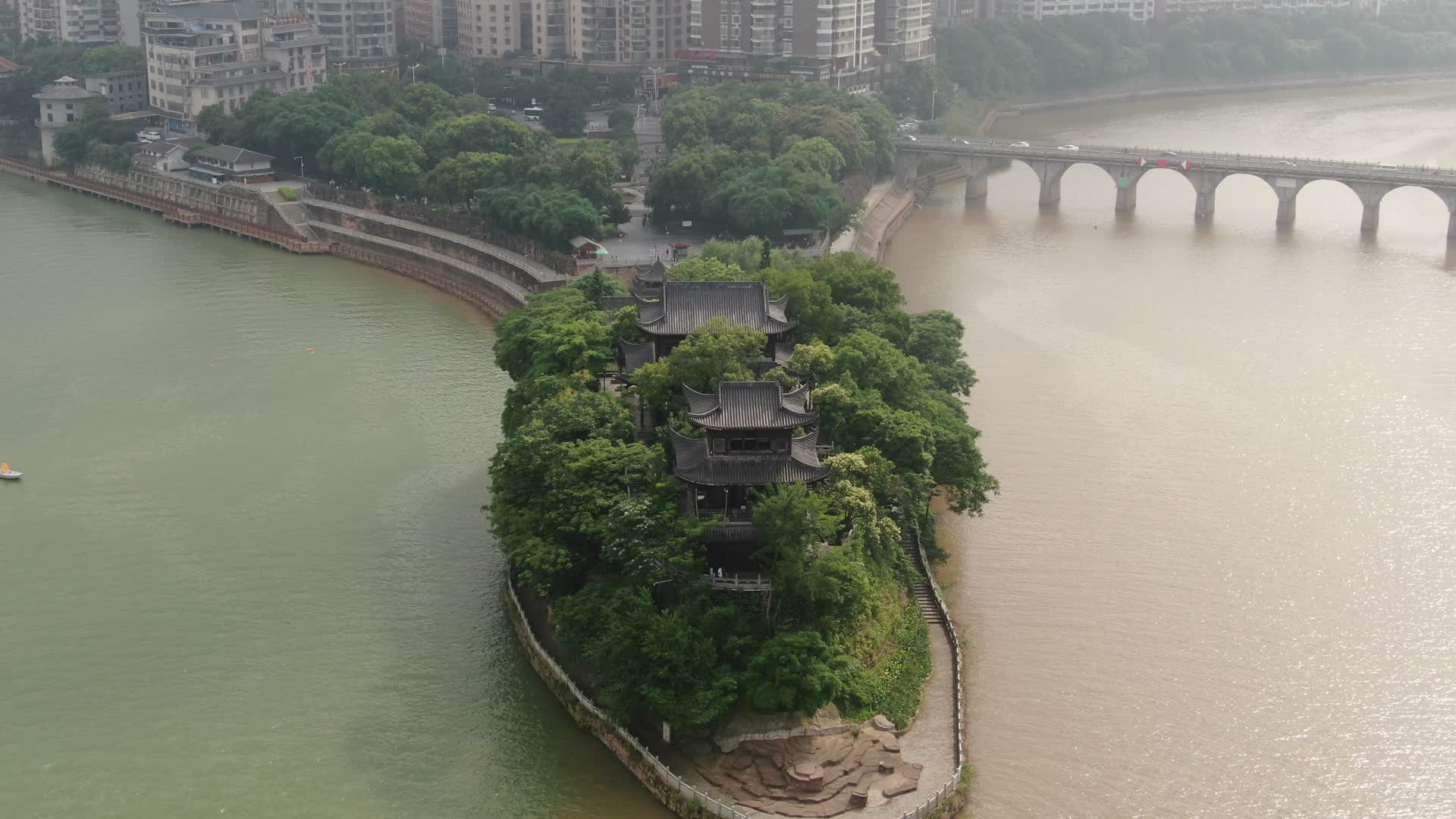 航拍湖南衡阳石鼓书院4A旅游景点视频的预览图