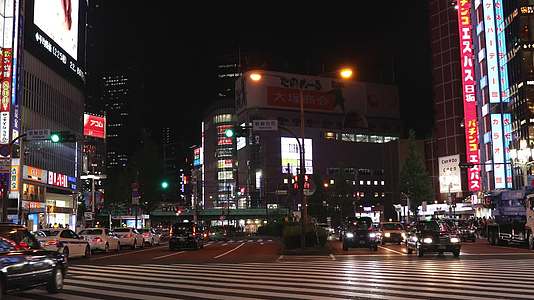 日本东京新宿道路街景夜景视频的预览图