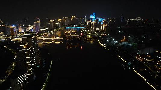 航拍福建福州城市夜景交通视频的预览图