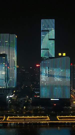 航拍福建福州金融街城市夜景灯光秀视频的预览图