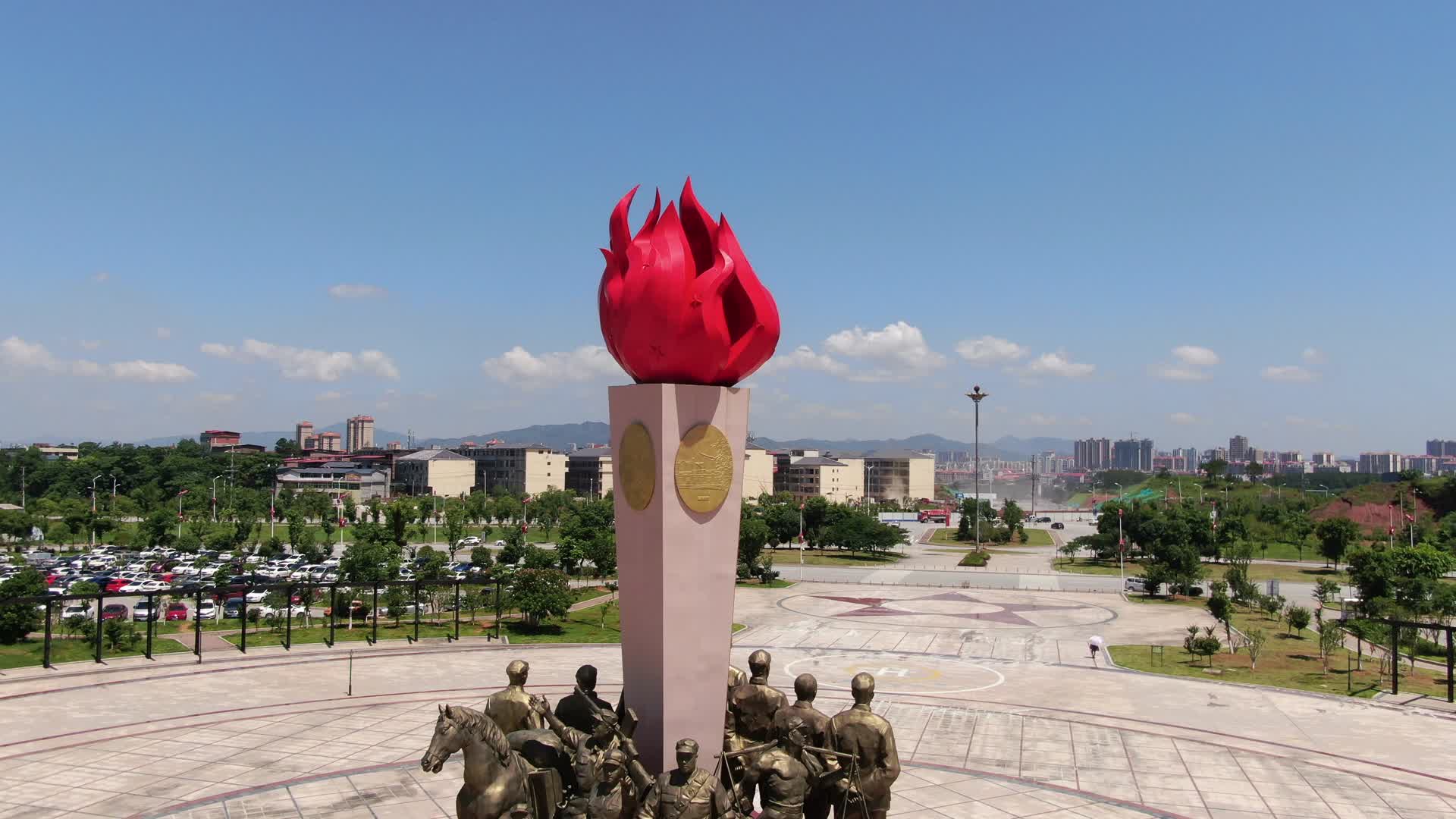 航拍红军长征开始的地方江西瑞金红军雕塑视频的预览图