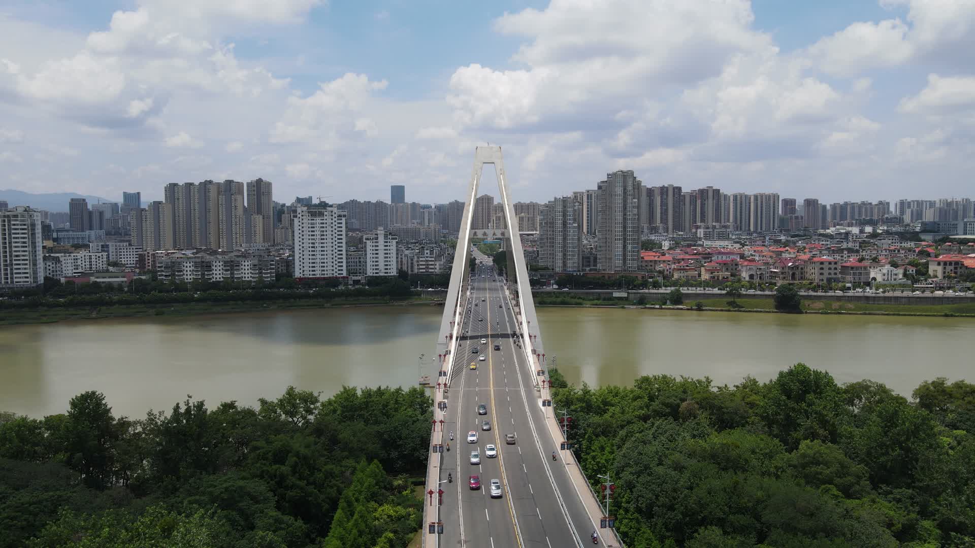 航拍江西赣州飞龙大桥视频的预览图