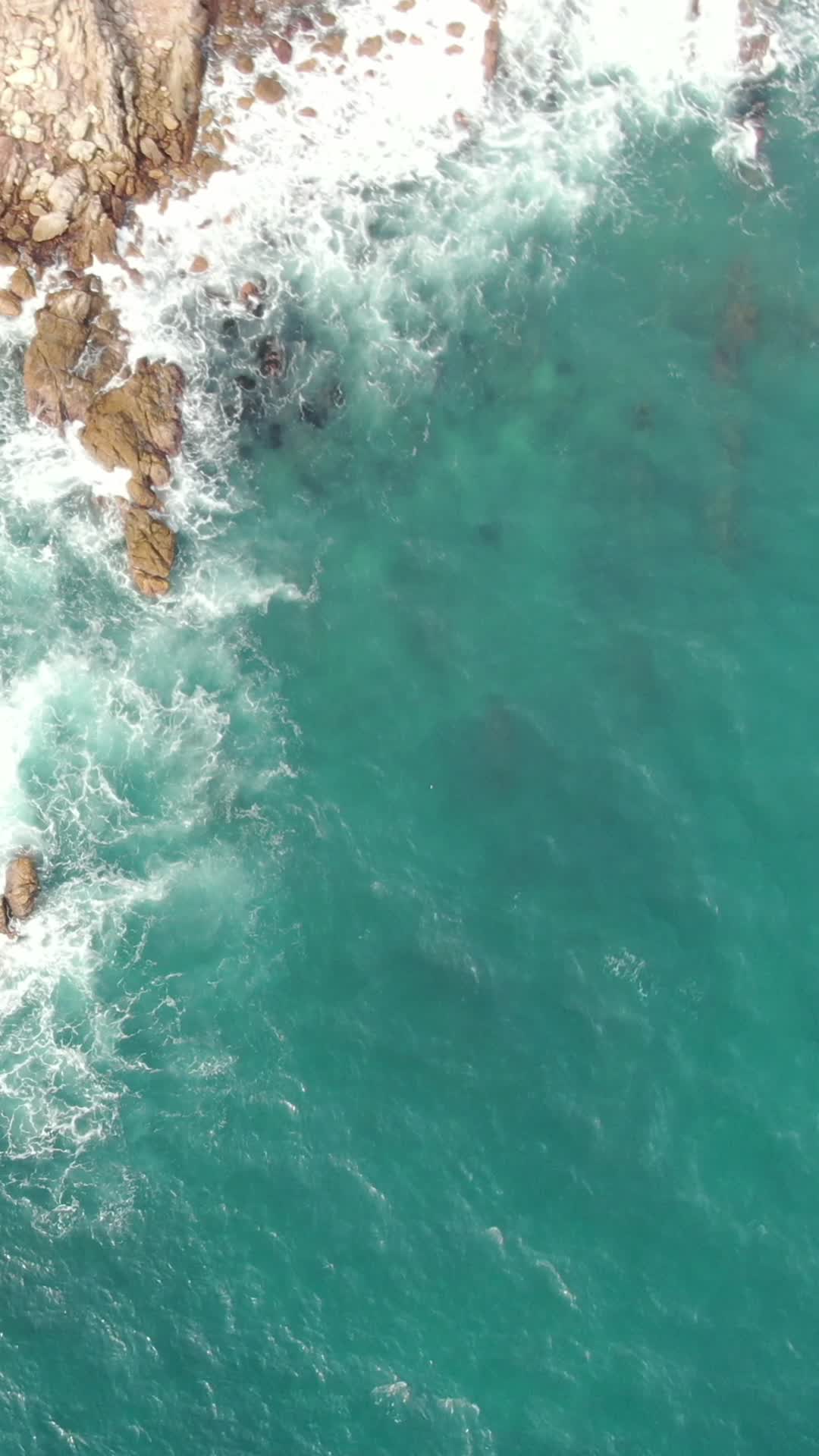 航拍夏日海浪礁石竖屏视频视频的预览图
