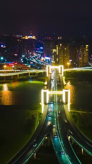 航拍泉州城市夜景田安大桥移动延时摄影视频的预览图