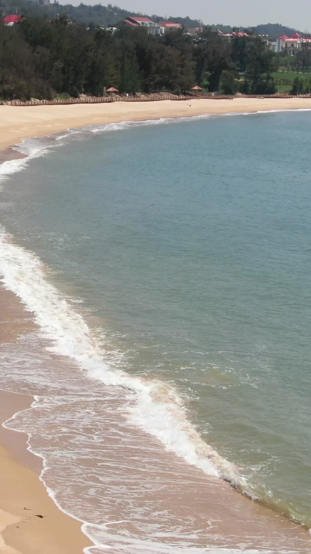 航拍夏日海浪沙滩竖屏视频视频的预览图