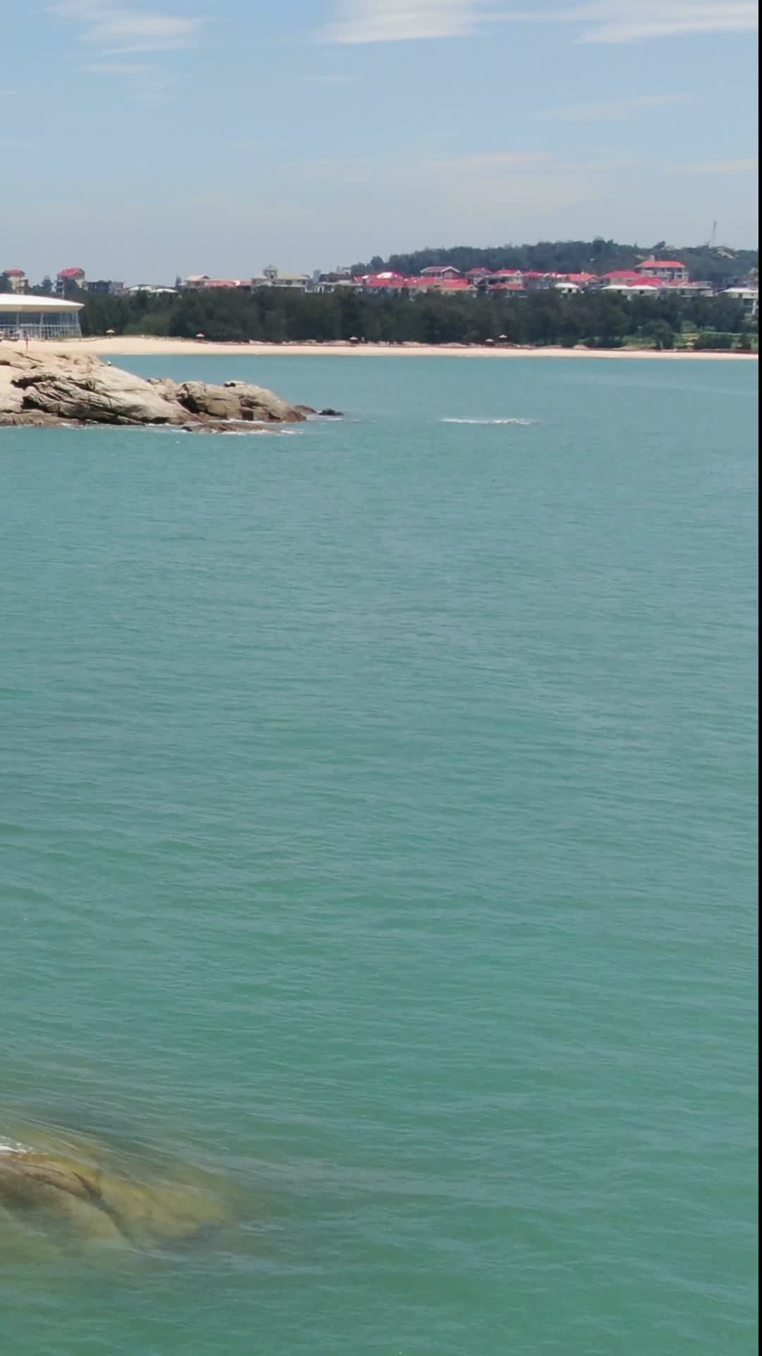 航拍夏日蓝色海鲜竖屏视频视频的预览图
