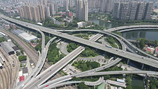 航拍福州琴亭高架桥交通实况视频的预览图