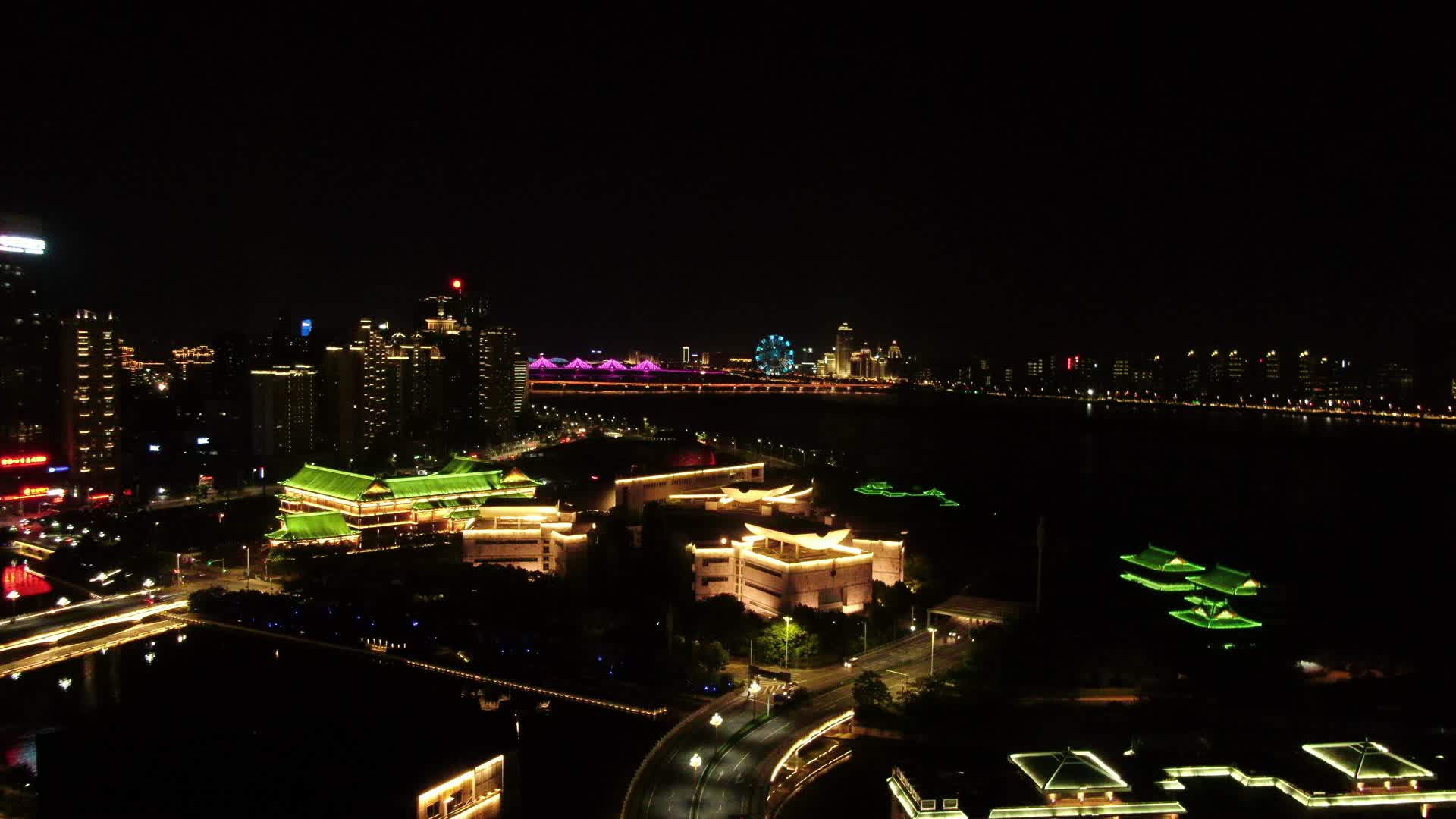 航拍江西省图书馆夜景视频的预览图