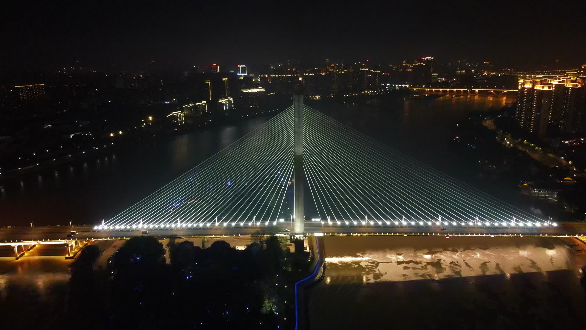 航拍福建福州闽江山县洲大桥视频的预览图