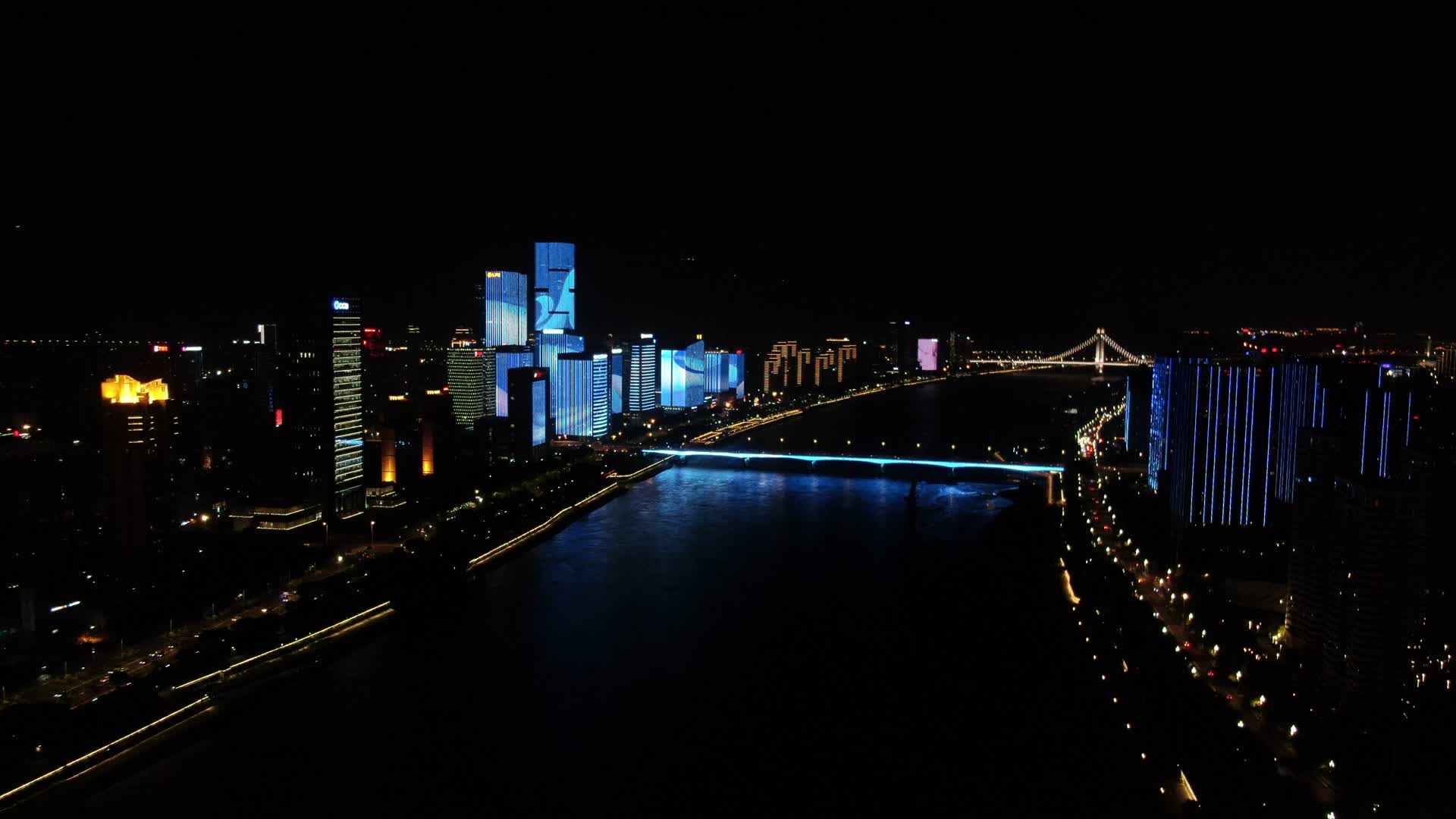 航拍福建福州城市夜景灯光视频的预览图