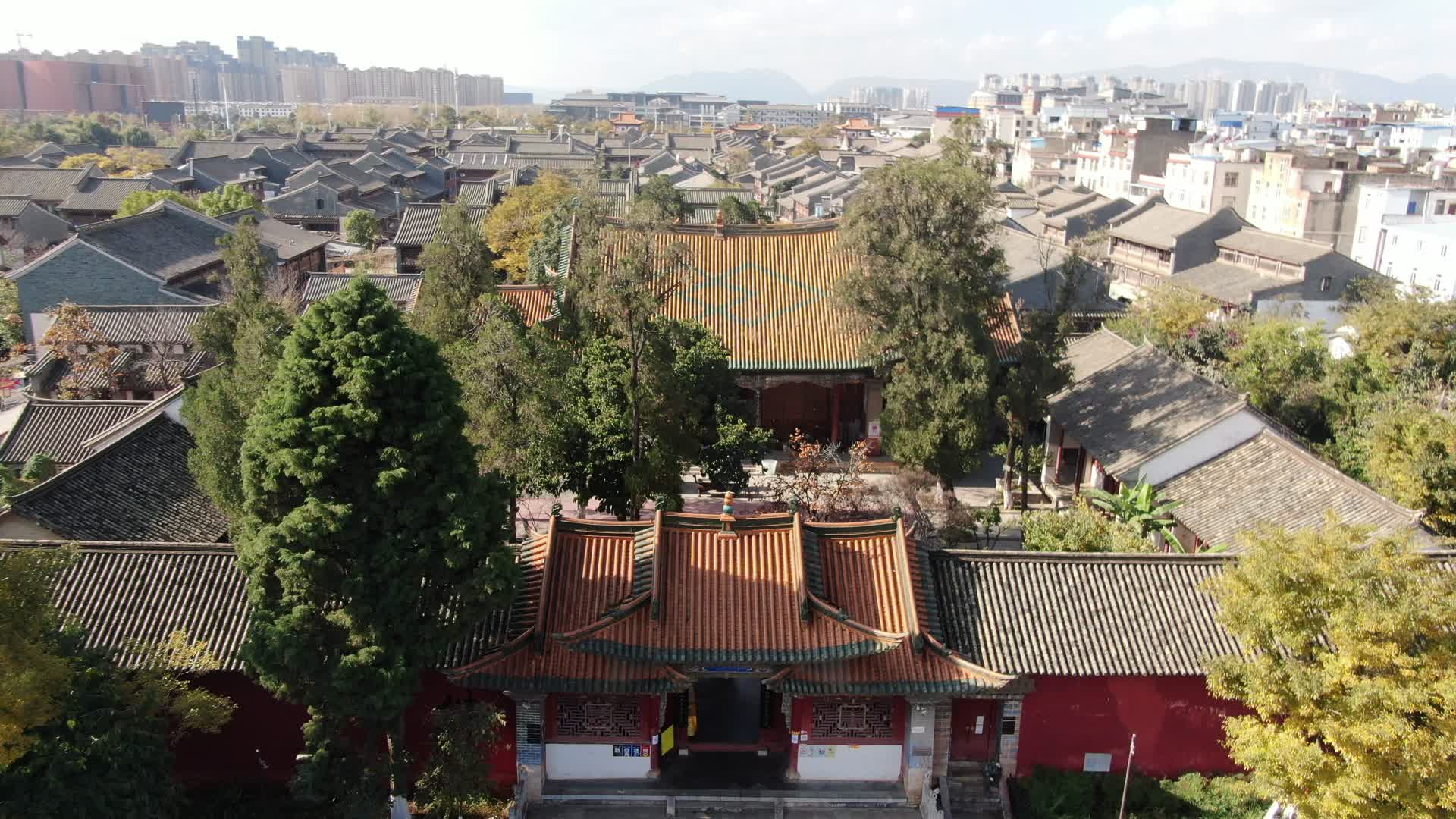 航拍云南昆明官渡古镇历史古建筑视频的预览图