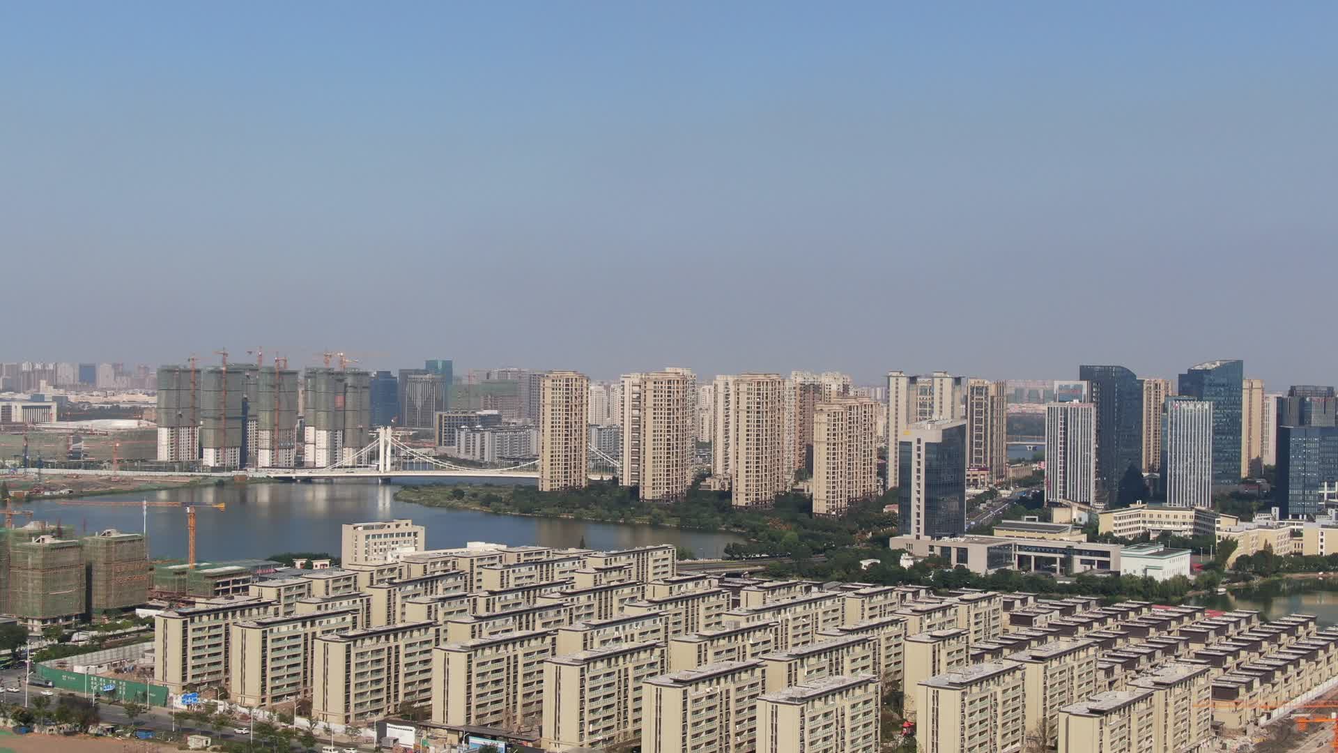 航拍浙江绍兴城市建设视频的预览图