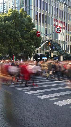 穿越城市人行横道的人流人群延时视频的预览图