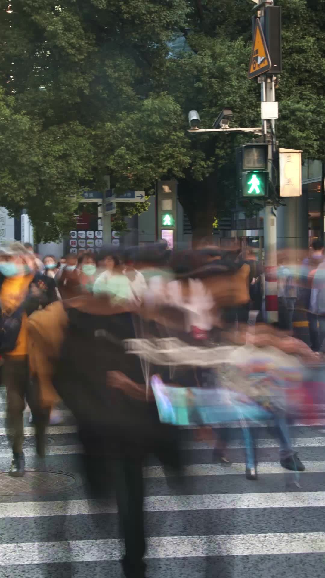 穿越城市人行横道的人流人群延时视频的预览图