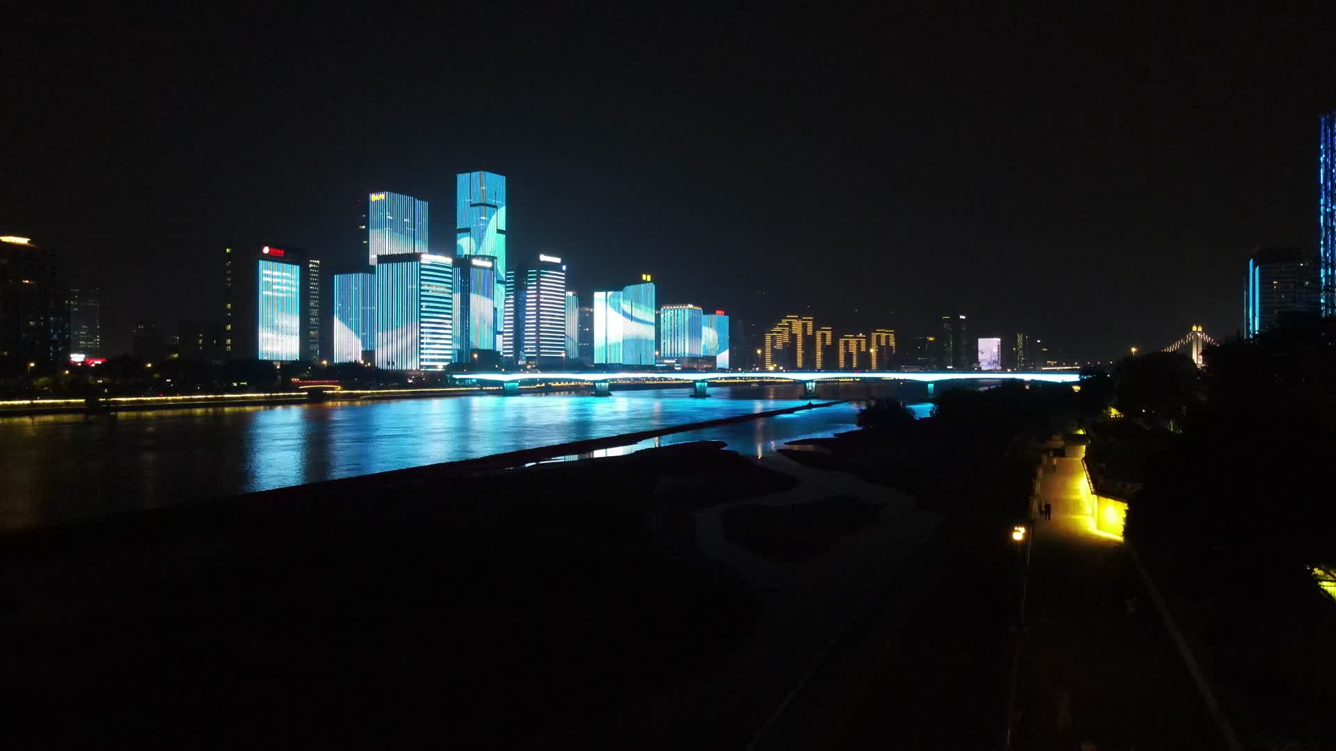 航拍福建福州城市夜景视频的预览图