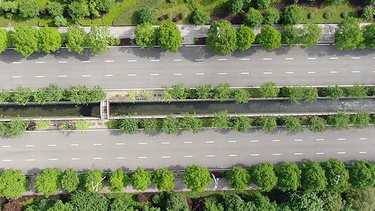 俯拍城市道路绿化视频的预览图