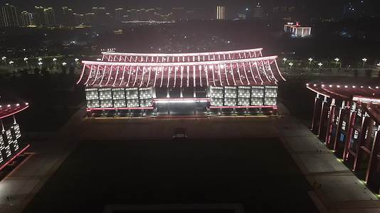 航拍福建漳州三馆夜景视频的预览图