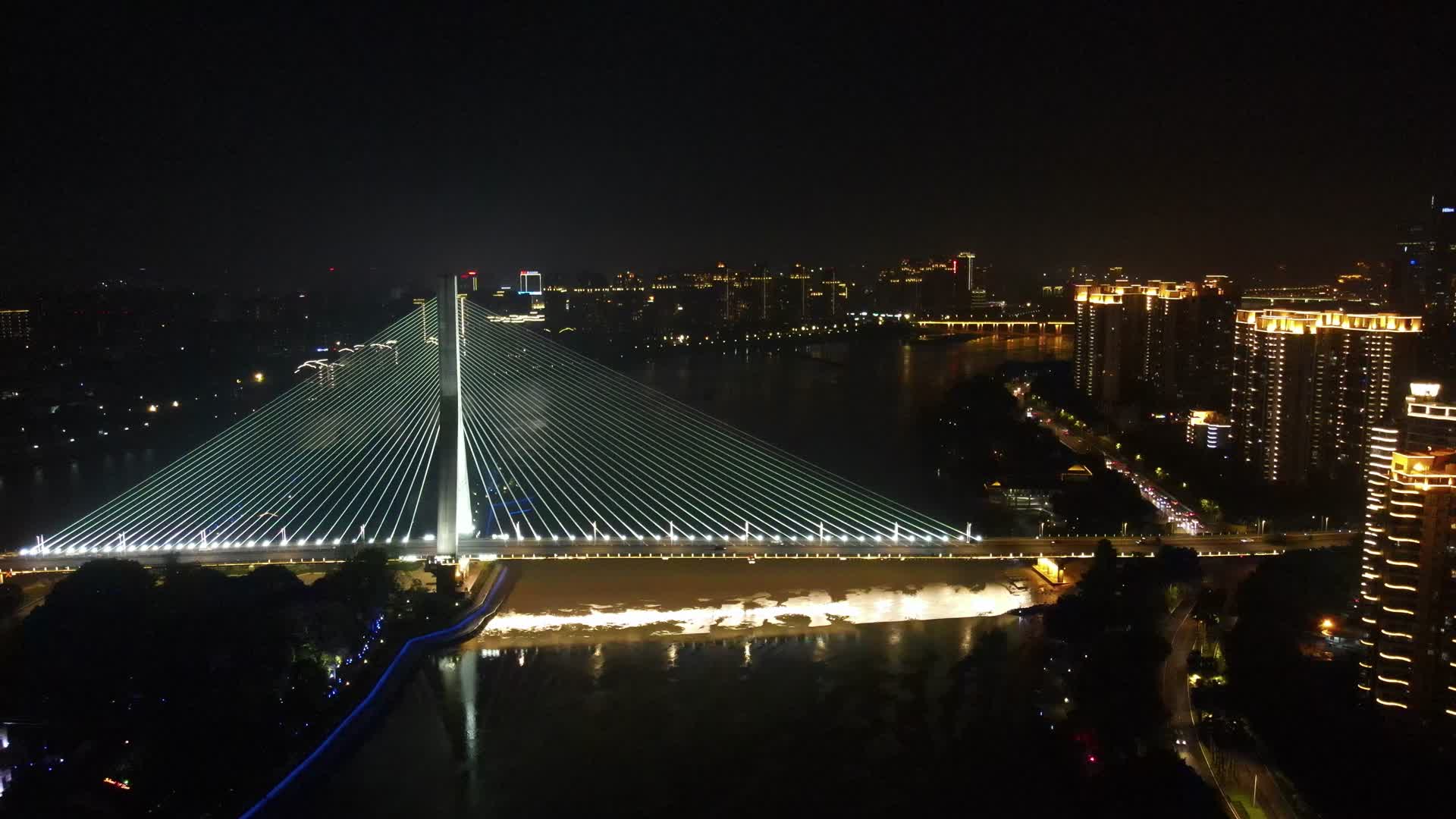 航拍福建福州三县洲大桥夜景视频的预览图