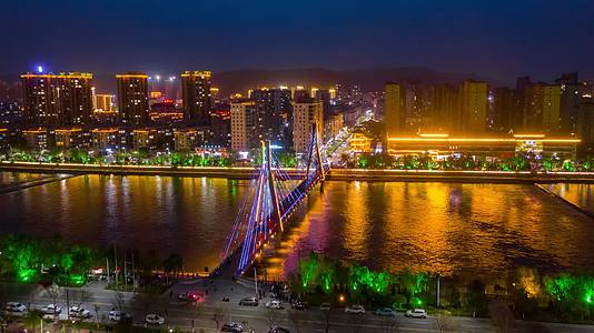 航拍延时甘肃临洮县夜景灯光视频的预览图