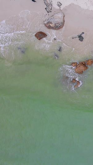 俯拍海浪拍打沙滩竖屏视频视频的预览图